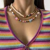 Chokers Wonderful Three-layer Imitation Pearl Necklace For Women Ladies Colourful Flower Beaded Trendy Accessories253Y