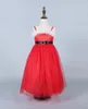 2-8 lat Baby Girl Christmas Sukienka Cekinowany Bez Rękawów Czerwony Siatki Tutu Spódnice Z Piórami Prom Party Dresses Dla Dzieci Nowy Rok X'mas Day