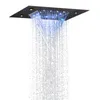 Olie gewreven brons 50x36 cm regendouche kranen 7 kleuren LED badkamer plafond installatie bifunctionele waterval regenval