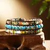 Bracelet en pierre naturelle Bohemian Seven Chakras bracelet élastique à la main pour femmes cadeaux bijoux accessoires