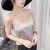 Korean Silk Top V-neck Tank Tops Woman Sleeveless Black Tees Cami Sexy Halter Top Plus Size Elegant Women White Satin Tops 13694 210528