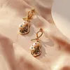 Boucles d'oreilles pendantes en pierre coréenne pour femmes, lustre géométrique en métal, accessoires de bijoux à la mode, cadeau de saint valentin pour fille, or, 2021