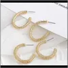 Dangle & Chandelier Drop Delivery 2021 Trendy Korean Unique Design Gold Color Oval Hoop Simple Charm Open Circle Earrings For Women Fashion J