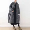 Johnature rayure poches femmes vestes et manteaux hiver Simple confortable simple boutonnage grande taille femme épais manteau 210521