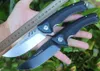 On Sale!! Flipper Folding Knife D2 Stone Wash Blade Black G10 + Stainless Steel Handle Ball Bearing Fast Open EDC Pocket Knives