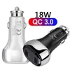 Universal 18W QC3.0 Fast Cell Phone Chargers Dual Usb Car Charger Adapter For Iphone 11 12 Samsung s10 s20 note 10 htc android phone gps pc