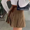 Streetwear Cross Bandage Geplooid Mini Rok Dames Harajuku Khaki Hoge getailleerde Tie-up Koreaanse Vrouw Y2K Rokken Mujer Faldas 210415