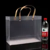 Half Clear Frosted PVC handbags Gift bag Makeup Cosmetics Universal Packaging Plastic Clear bags Round/Flat Rope 10 Sizes for choose DAS219