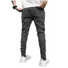 Mode hommes pantalons décontracté affaires coupe ajustée rayé maigre pantalons longs hommes