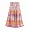 Jastie Bohemian Print Maxi Skirt Hippie Chic Long Beach Kjol Sommar Kjolar Saia High Waist Kvinnor Kjolar Kvinna Faldas 210419