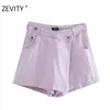 Femmes Vintage Boutons Poches Patch Shorts Jupes Dames Casual Slim Zipper Fly Chic Pantalone Cortos P928 210416