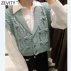 Moda donna Ball Appliques Crochet Twist Maglione lavorato a maglia Donna senza maniche Gilet casual Chic Cardigan Top S677 210416