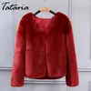 Tataria S-4XL Furry Fur Coat Kvinnor Långärmad Plus Size Fluffy Warm Overcoat Kvinnors Vinter Tjock Kvinna Plush Jackor 210514