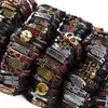 Hela läderarmband Charm Party Gift Punk Biker Jesus Skull Vintage Bangle Wristbands Mens Womens Surfer Cuff Arvband Lo6658010