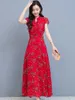 summer fashion casual women short sleeve loose floral print chiffon dress plus size 210531