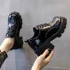 Primavera Autunno Donna Oxford Scarpe Diamond Plaid Lace Up Scarpe in pelle Tacchi alti Scarpe con plateau casual Nero Zapatos Mujer 9438N