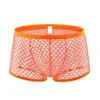 Underpants mens fishnet ver através de boxers underwear oco out respirável shorts transparentes masculina gay