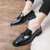 Black Red Tassel Pendant Pointed Flats Oxford Shoes Men Casual Loafers Formal Dress Footwear Zapatos Hombre Vestir