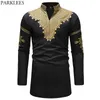 Noir palangre africaine Dashiki chemise hommes traditionnel Dashiki à manches longues col Mandarin chemise pull hommes Afrique vêtements 210522