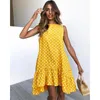 Wave Point Dress Ruffle Women Spring Summer Fashion Street Sexy Casual Slim Thin Beach Party O Neck Mini Dress Vestidos 210522