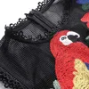 Высококачественные цветочные птицы вышивка сетки труба платье платье взлетно-посадочная полоса летняя одежда женщин без рукавов сексуальный халат Femme вечеринка Vestidos 210601
