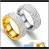 Ringe Schmuck Drop Lieferung 2021 8mm Titanstahlkarbid mit Strass Herren und Frauen Ehering Band US Größe 6 bis 13 Farbe (Gold, Si