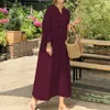 2021 automne ZANZEA femmes décontracté solide longue chemise Robe poches longues Maxi Vestidos bureau dame travail coton Robe de soirée Robe Femme X0521