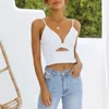 White Secy Hollow Out Vests For Women V Neck Sleeveless Casual Solid Ruched Slim Camis Female Summer Fashion Clothing 210531