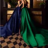 2021 Emerald Groene Formele Avondjurken A-Lijn Satijn Sexy Split Riemen Mermaid Prom Dress Pageant Party Jurken Lange Robe de Soirée Mariage