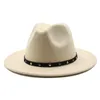 Fedora Hat Women Men Wide Brim Cap Man Kvinna Jazz Panama Caps Ladies Top Hats Tjejer Mode Trilby Chapeau Mens Present 2021 Vår Höst Vinter 27färg Partihandel