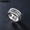 Men Punk Vintage Band Rings Fashion Individuality Letters Carving Motorcycle Titanium Stainless Steel Cross Trend Hip Hop Ring Jewelry Accessories