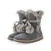 Boots CEVABULE 2021 Elegant Fur Ball Lace Up Casual Flat Bottomed Short Tube Snow Lady Big Size TYX