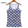 Qickitout Tops verão mulheres blusas straplsleeveldigital Imprimir Escala Casual Escala Flash Chip Tanques Ladies 'Veste X0507