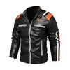 Men's Fashion Leather Jacket Patchwork Biker Jacket Men Casual Zipper Business Coat Men Motorcycle Style Jacket Slim Fit