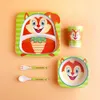 Children Dish Tableware 5pcs/set Kid Dinner Plate Household Creative Cartoon Natural Bamboo Fiber Dinnerware Baby Feeding Dishes 211026