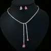 Earrings & Necklace HIBRIDE Luxury Cubic Zirconia Two Layer Water Drop Earring Jewelry Set For Brides Party Wedding Dress Accessories N-551