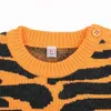 0-3YRS garçon fille automne hiver manches longues stripe chandail tricoté bébé garçons filles léopard print Pulls pour enfants vêtements 210521