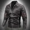 Moto Veste Hommes Col Montant Slim Fit En Cuir Veste Biker Hommes Vintage Style Streetwear En Cuir Manteau Hommes Vêtements 211110