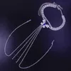 Stonefans Blue Rhinestone Tepel Sieraden Niet Piercing Harnas Ketting Crystal Body Chain Chest for Women Rave Outfit