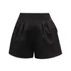 S-3xl Simple élastique taille haute en mousseline de soie Shorts femmes été mode mince noir femmes sueur dames Feminino 210621