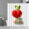 Karikatür Kurbağa Duş Perdeleri Yaratıcı Çift Kurbağa Hayvan Banyo Perdesi Çocuk Odası Banyo Dekor Hediye Su Geçirmez Bez Ekran 210915