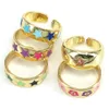 10Pcs 2021 est Fashion Design Colorful Star Heart Flower Smiley Adjustable Ring For Girl