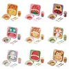 Creative Cartoon Animal Plate Baby Rätter Set Bamboo Fiber Bowl + Sked + Gaffel Barnens Presentkort 5PC / Set Foderdiskar G1210