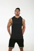 Mens Hoodie Cores Sólidas Esportes Colete Com Capuz Elastic Sem Mangas Curvo Hem Moda Moletom Sportswear Tracksuit para homens