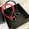 Brand Luxury Mens Women Fashion Triangle Bracelet Designer Bracelets 2 Colors Charm Unisex Jewelry Leather Rope High Quality Party6928141