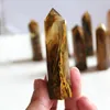 Red and yellow smelted tiger skin Quartz column Energy Pillar crafts ornaments Ability Mineral Healing wands Reiki Crystal Point