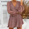 Loose Wide Leg Print Rompers Womens Jumpsuit New Spring Fashion Long Sleeve Button Romper Dress Summer Beach Chiffon 210412