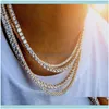 Tennis Graduated Pendants Jewelryhip Hop Bling Chains Jewelry Mens Diamond Iced Out Tennis Chain Necklace Fashion M 4Mm Sier Gold Necklac