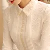 秋冬女性レース刺繍ブラウス女性ピーターパンカラープリントパッチトップシャツプラスサイズxxxlxxl xxxl