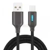 Nylon Braided Cables Smart Power Off LED Micro USB Fast Charging Data Sync Metal Charger for Android Phones Samsung High Quality